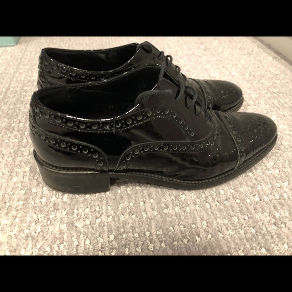 Italian Black Patent Leather Oxford Shoes - Picture 2 of 2